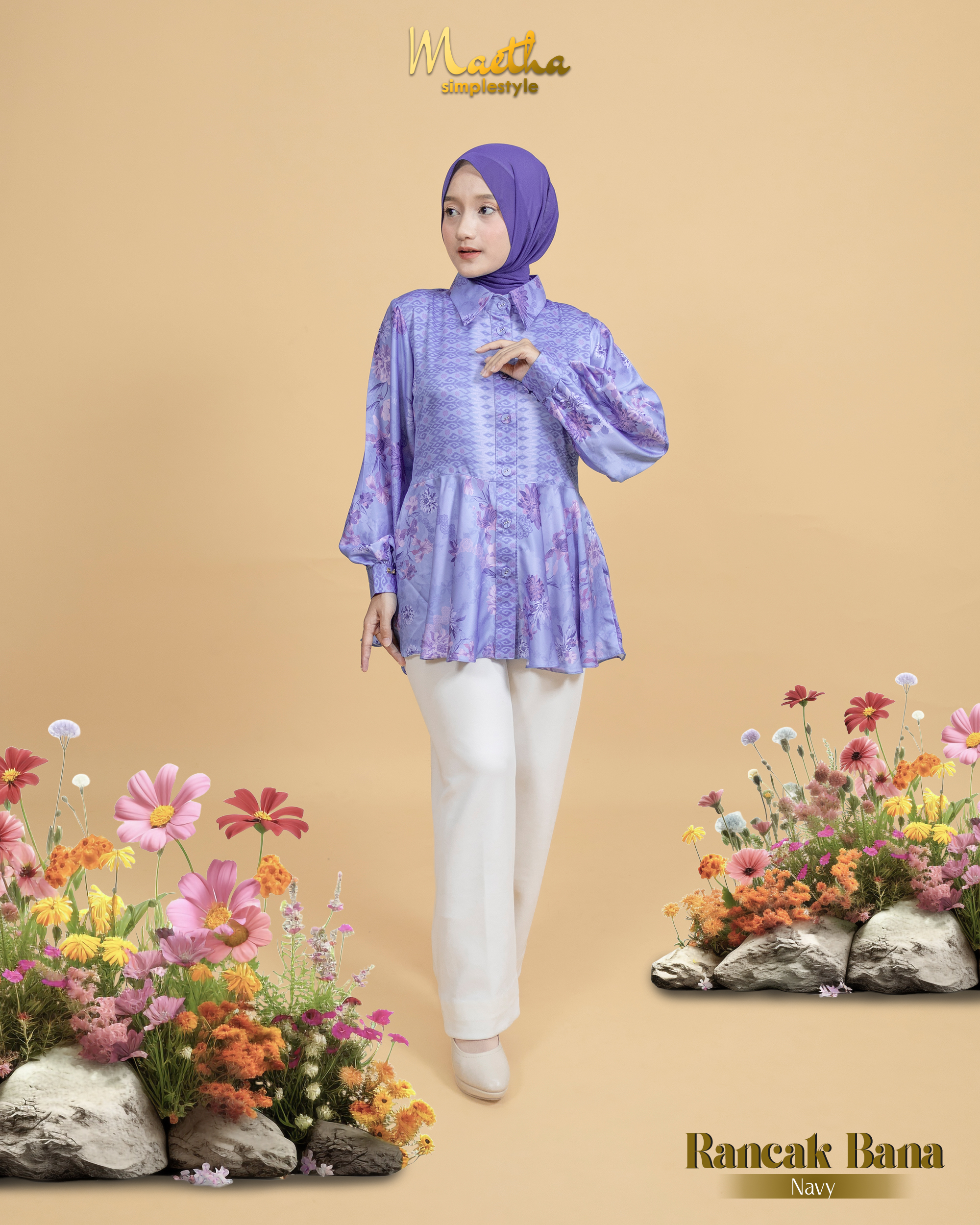 Rancak Bana Blouse Navy