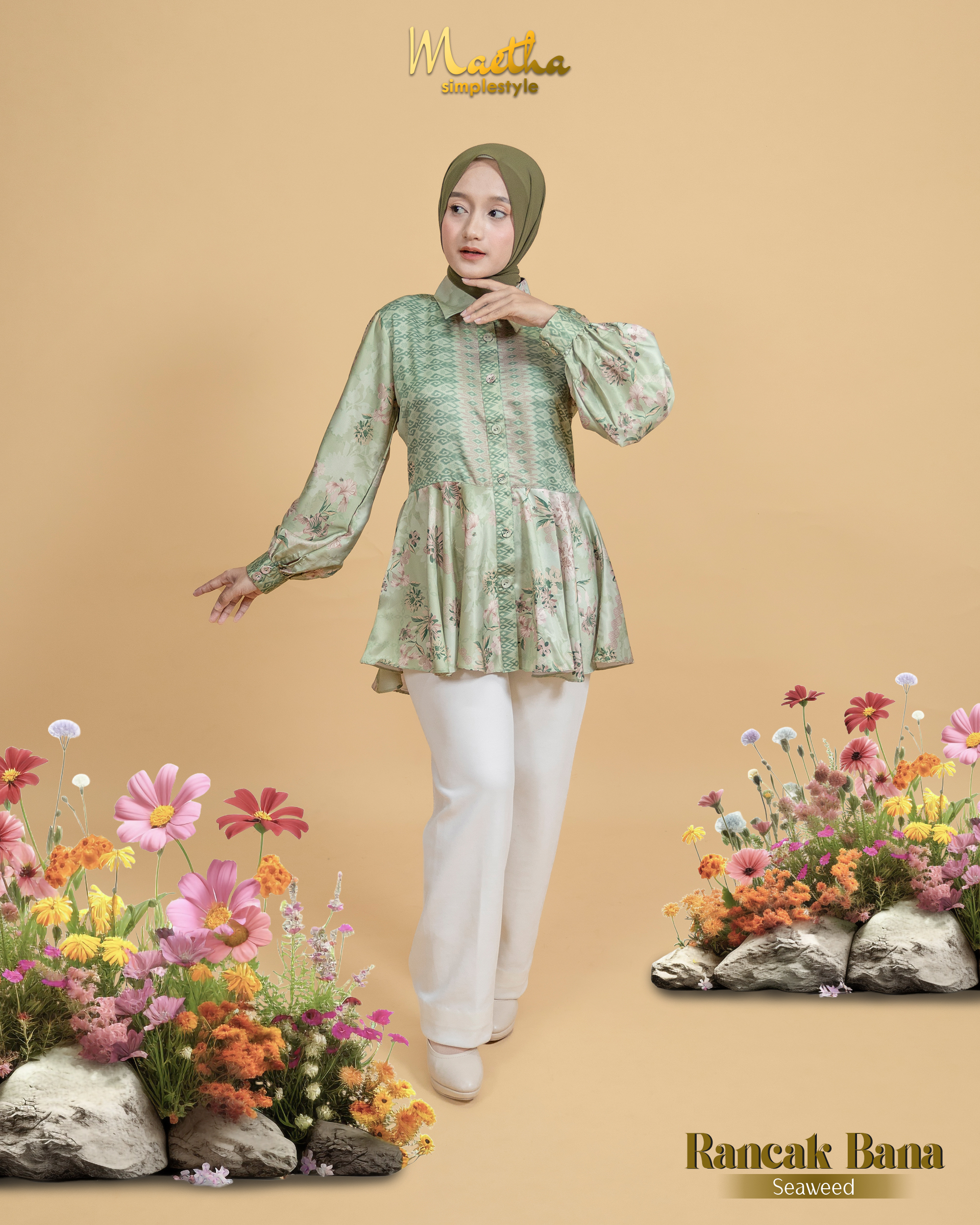 Rancak Bana Blouse Seaweed